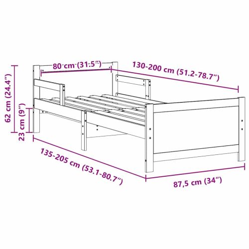 Рамка за легло с таблото Кафяво с восъчно покритие 80 x 200 cm
