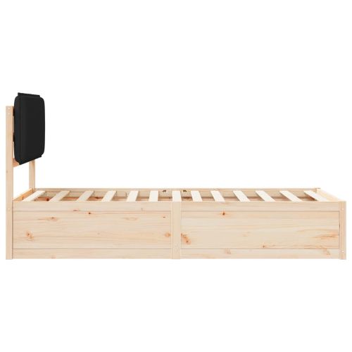 Леглова рамка с тапицирана гръбна част Черно 75 x 190 cm