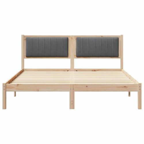 Леглова рамка с тапицирана гръбна част Тъмен сив 160 x 200 cm