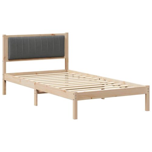 Леглова рамка с тапицирана гръбна част Тъмен сив 100 x 200 cm