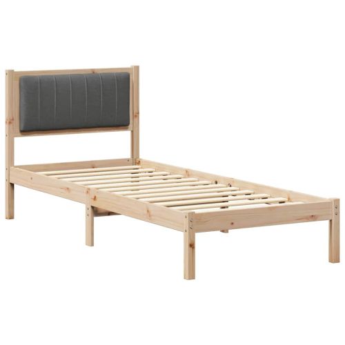 Леглова рамка с тапицирана гръбна част Тъмен сив 80 x 200 cm