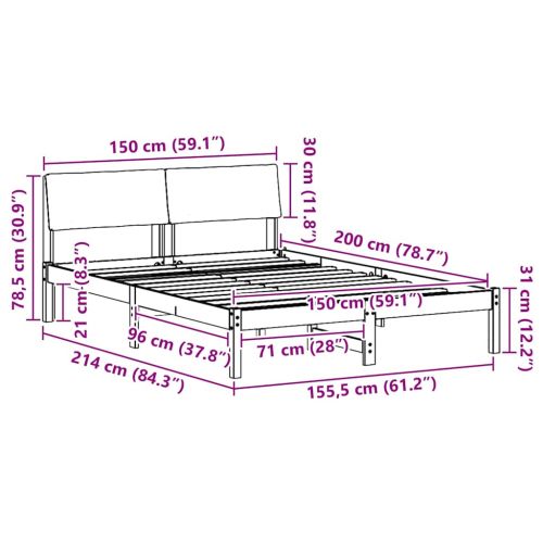 Рамка на леглото с таблото кафяво и тъмносиво 150 x 200 cm