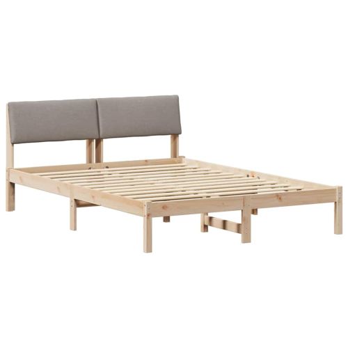 Рамка на леглото Кафяво и таупе 135 x 190 cm Борово дърво масив