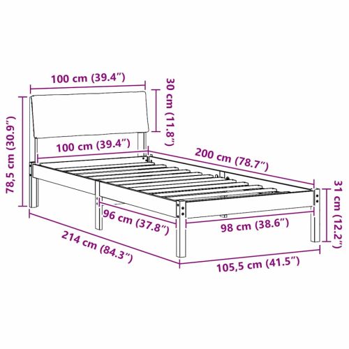 Рамка на леглото с таблото кафяво и тъмносиво 100 x 200 cm