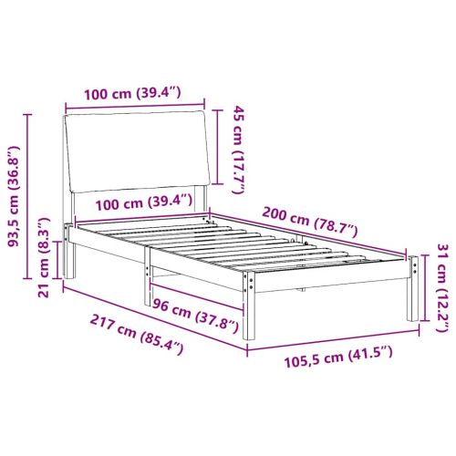 Рамка на леглото с таблото Кафяв и светло сив 100 x 200 cm