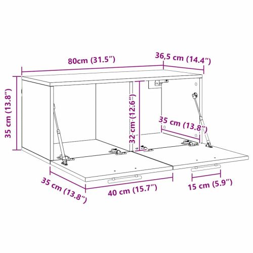Стенен шкаф Черен дъб 80 x 36.5 x 35 cm Инженерно дърво