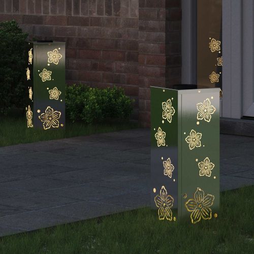 Соларна LED светлина за пътека 2 pcs Сребрист