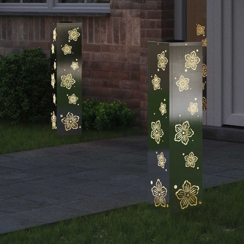 Соларна LED светлина за пътека 2 pcs Сребрист