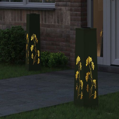 Соларна LED светлина за пътека 2 pcs Маслинено зелено