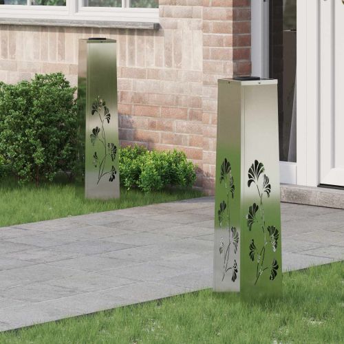 Соларна LED светлина за пътека 2 pcs Сребрист