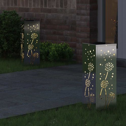 Соларна LED светлина за пътека 2 pcs Сребрист