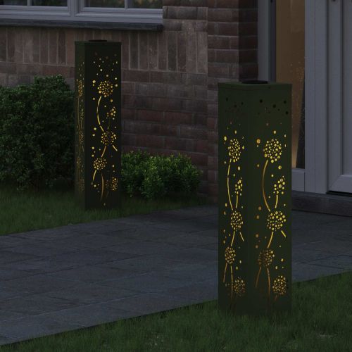 Соларна LED светлина за пътека 2 pcs Маслинено зелено