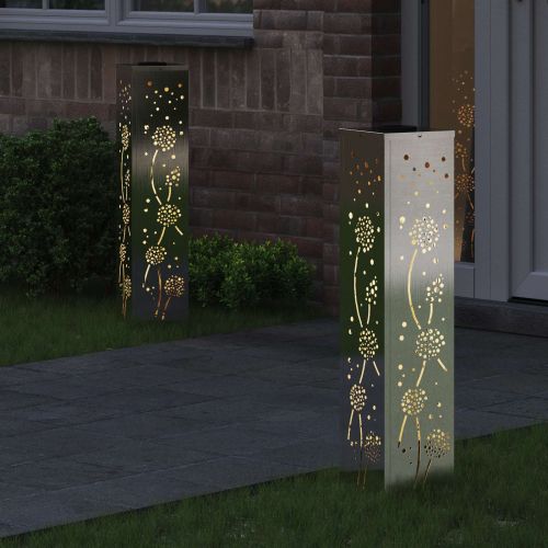 Соларна LED светлина за пътека 2 pcs Сребрист