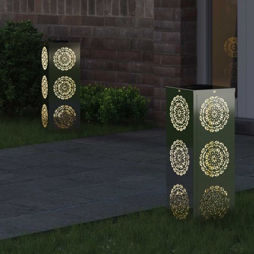 Соларна LED светлина за пътека 2 pcs Сребрист