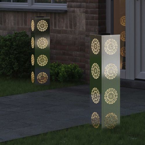 Соларна LED светлина за пътека 2 pcs Сребрист