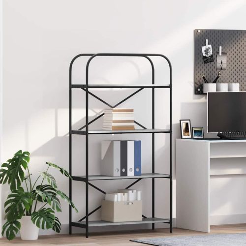 Рафт за книги Сив Сонома 80 x 30 x 146 см Инженерно дърво