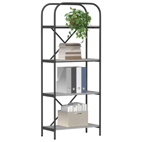 Рафт за книги Сив Сонома 60 x 30 x 146 см Инженерно дърво