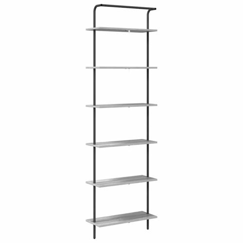 Рафт за книги Сив Сонома 60 x 24 x 203 см Инженерно дърво