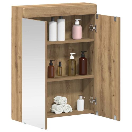 Шкаф с огледало за баня с рафт TULUM Дъб 60 x 16,5 x 78 см