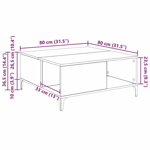 Масичка за кафе Черния дъб 80 x 80 x 36,5 см Инженерно дърво