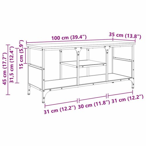 ТВ шкаф Дъб 100 x 35 x 45 см Инженерна дървесина и желязо