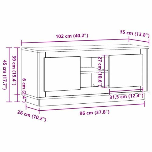 ТВ шкаф Дъб 102 x 35 x 45 см Инженерно дърво