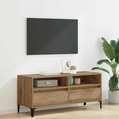 ТВ шкаф Дъб 100 x 34,5 x 44,5 см Инженерна дървесина и желязо