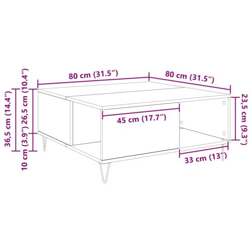Масичка за кафе Дъб 80 x 80 x 36,5 см Инженерно дърво