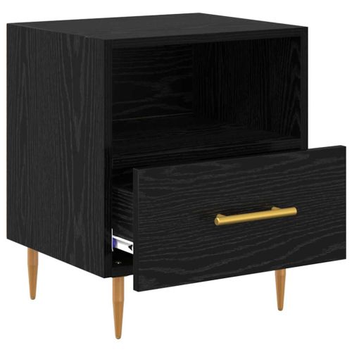 Нощно шкафче с чекмедже Черно 40 x 35 x 47,5 см Инженерно дърво