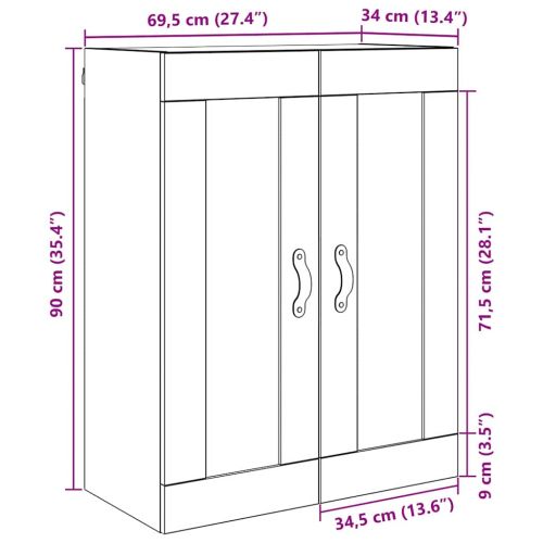Стенен шкаф Черния дъб 69,5 x 34 x 90 см Инженерно дърво