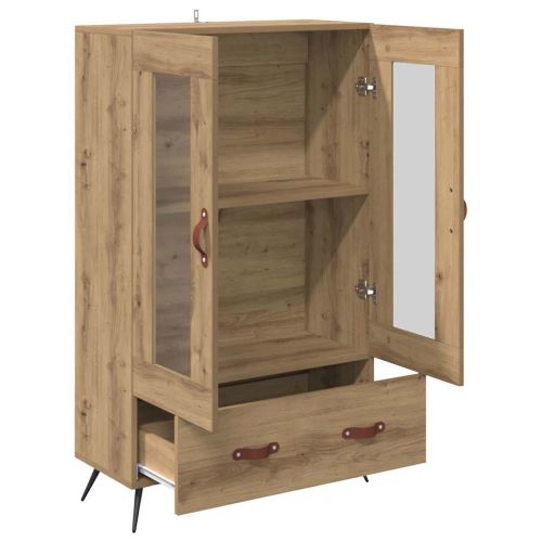 Висок шкаф Дъб 69,5 x 31 x 115 см Инженерна дървесина и стъкло