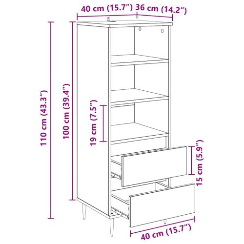 Висок шкаф Черния дъб 40 x 36 x 110 см Инженерно дърво