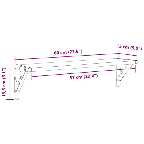 Стени за рафтове с рафт 2 pcs Черния дъб 60 x 15 x 15,5 cm