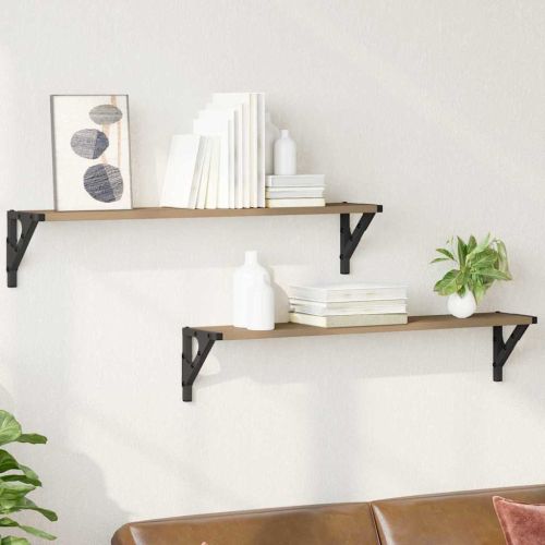 Стени за рафтове 2 pcs Дъб 80 x 15 x 15,5 cm Инженерно дърво