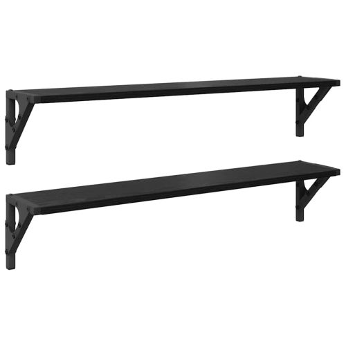 Стени за рафтове с рафт 2 pcs Черния дъб 80 x 15 x 15,5 cm