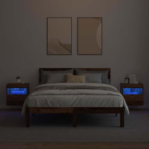 Кабинети за телевизор на стената с LED 2 pcs Старо дърво