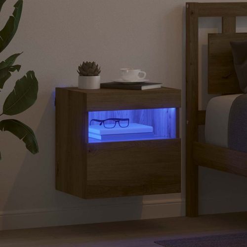 TV стенен шкаф с LED Дъб 40 x 30 x 40 см Инженерно дърво