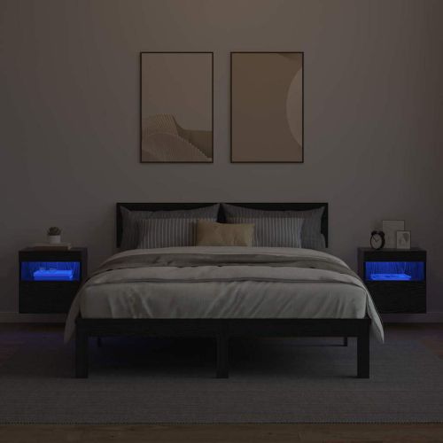 Кабинети за телевизор на стената с LED 2 pcs Черния дъб
