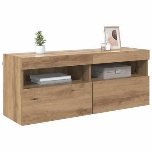 TV стенен шкаф с LED Дъб 100 x 30 x 40 см Инженерно дърво