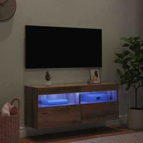 TV стенен шкаф с LED Дъб 100 x 30 x 40 см Инженерно дърво