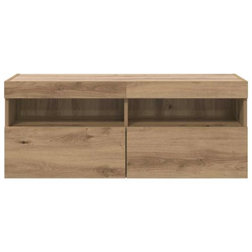 TV стенен шкаф с LED Дъб 100 x 30 x 40 см Инженерно дърво