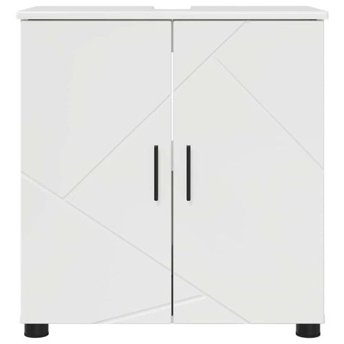 Шкаф за баня със съхранение Лъскаво бяло 61 x 35 x 64 см