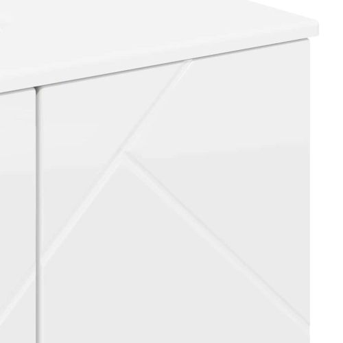 Шкаф за баня със съхранение Лъскаво бяло 61 x 35 x 64 см