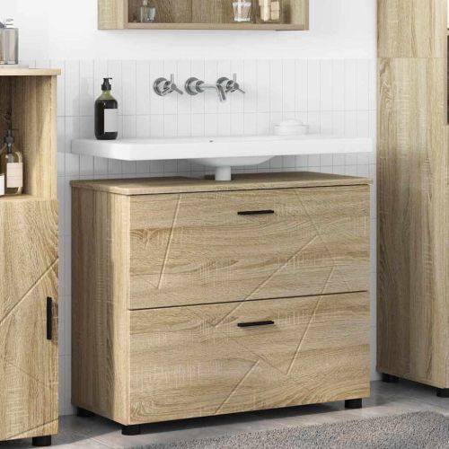 Шкаф за баня с чекмедже с врата Сонома дъб 76,5 x 35 x 64 см