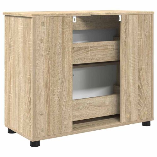Шкаф за баня с чекмедже с врата Сонома дъб 76,5 x 35 x 64 см