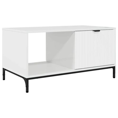 Масичка за кафе Лъскаво бяло 90 x 49 x 46 см Инженерно дърво
