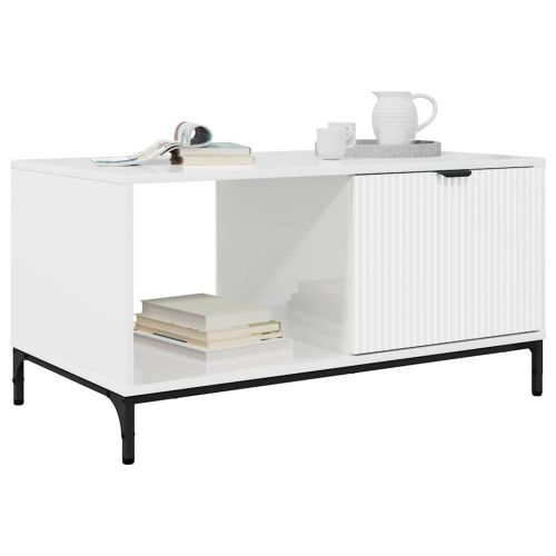 Масичка за кафе Лъскаво бяло 90 x 49 x 46 см Инженерно дърво