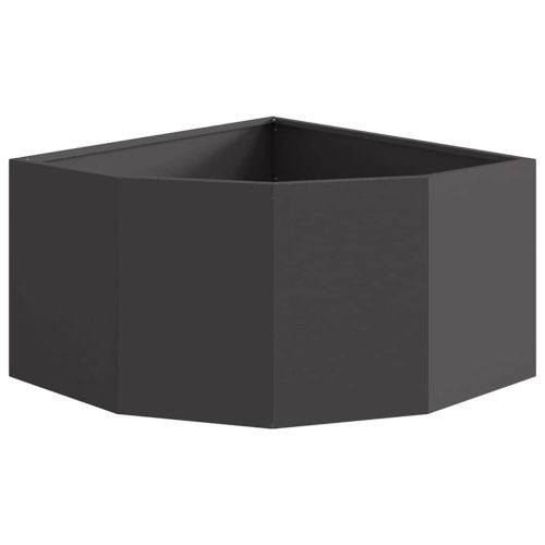 Ъглов сандък за цветя Черно 60 x 60 x 35 cm Стомана
