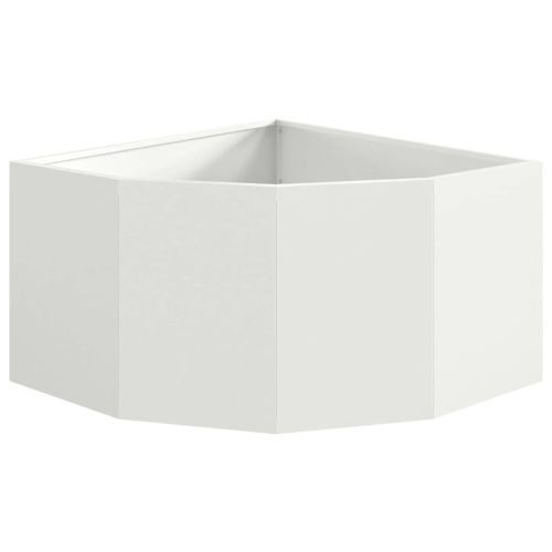 Ъглов сандък за цветя Бяло 60 x 60 x 35 cm Стомана