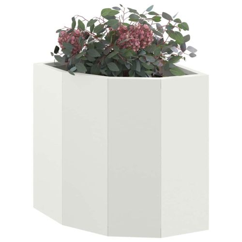 Ъглов сандък за цветя Бяло 30 x 30 x 35 см Стомана